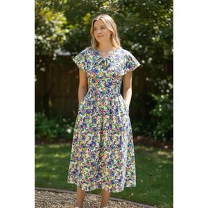 Vintage Jackie Bernard for Eklektic Floral Rayon Dress Size 6